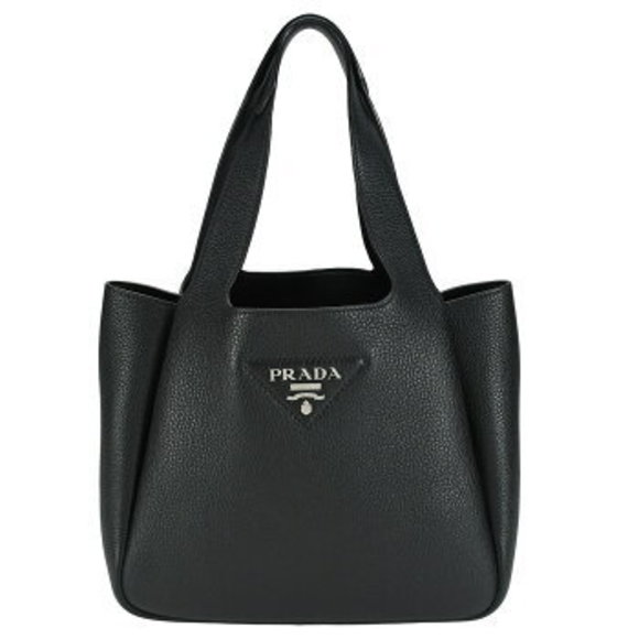 Prada Vitello Dyno soft leather tote bag Nero Black handbag triangle logo - Picture 1 of 1
